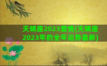 天蝎座2023爱情(天蝎座2023年的全年运势最新)